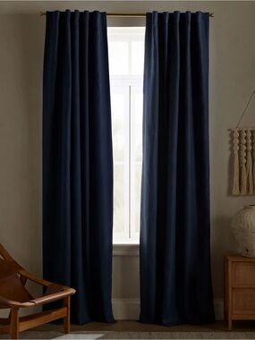 Quince Navy True Blackout Linen Curtain - 48” x 84” - NWOT - one panel